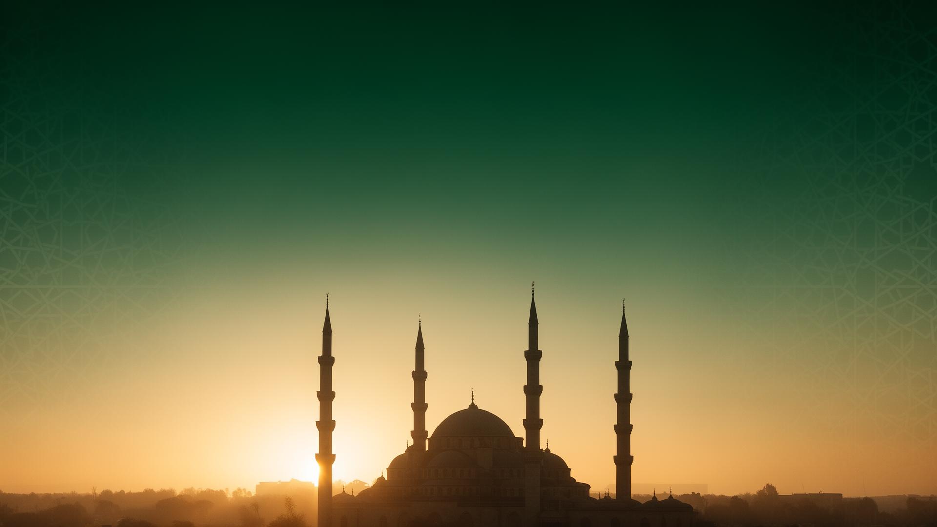 Mosque silhouette at golden hour